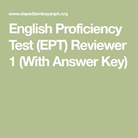 English Proficiency Test (EPT) Reviewer 1 (With Answer Key).